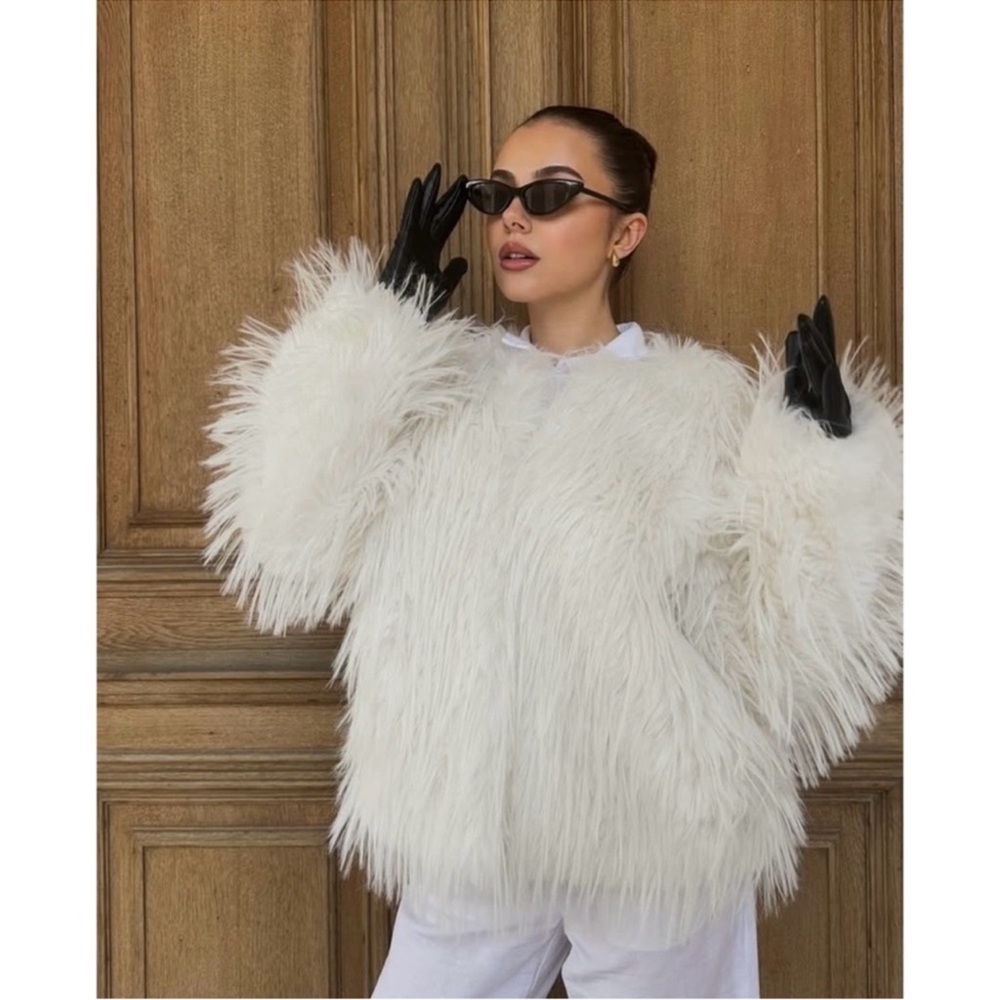 ZARA Faux Fur Jacket white NWT